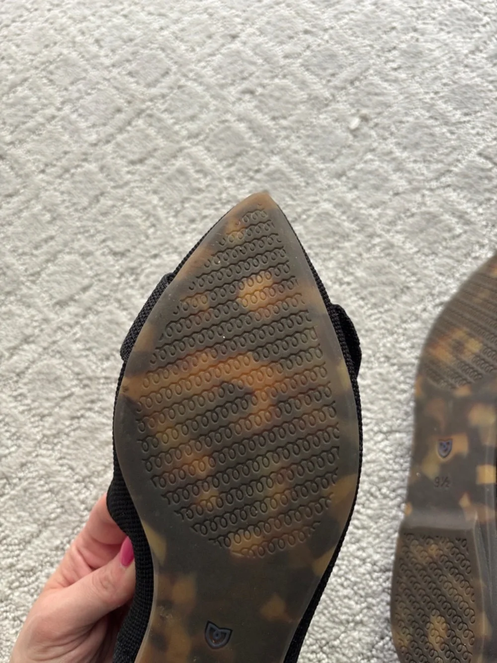 Rothy’s The Emblem Point II Black Flat with Gold Buckle - Picture 9 of 11